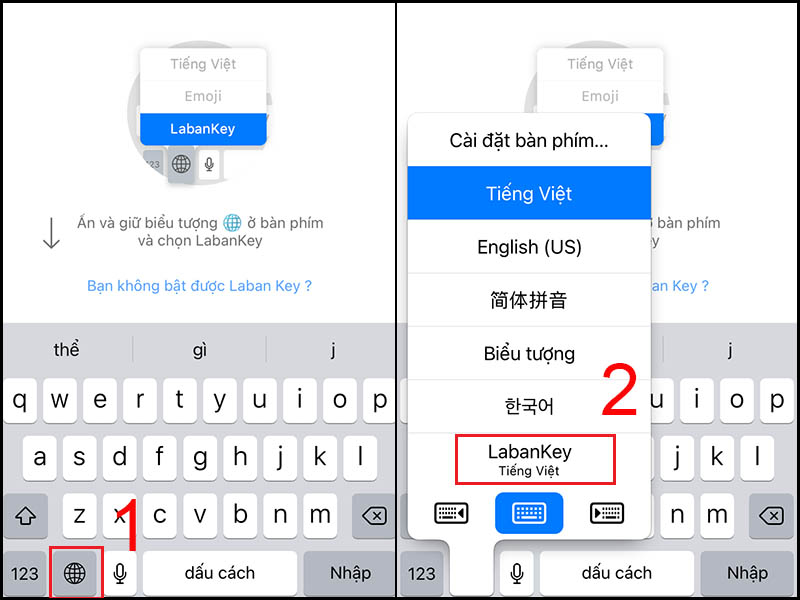 Chọn Laban Key trên bàn phím